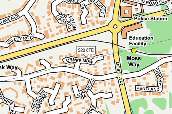 S20 6TE map - OS OpenMap – Local (Ordnance Survey)