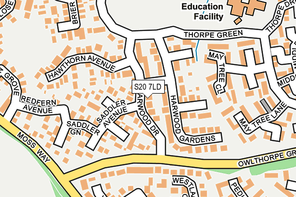 S20 7LD map - OS OpenMap – Local (Ordnance Survey)