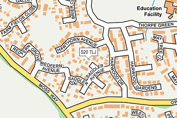 S20 7LJ map - OS OpenMap – Local (Ordnance Survey)