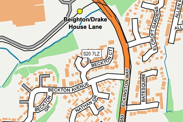 S20 7LZ map - OS OpenMap – Local (Ordnance Survey)