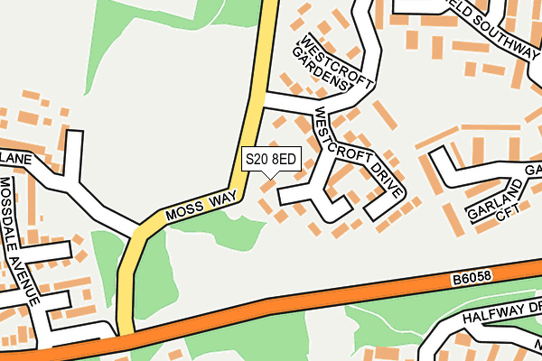 S20 8ED map - OS OpenMap – Local (Ordnance Survey)