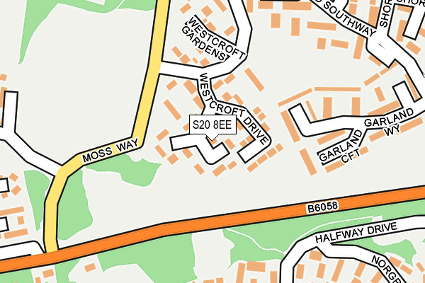 S20 8EE map - OS OpenMap – Local (Ordnance Survey)