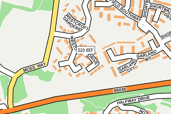 S20 8EF map - OS OpenMap – Local (Ordnance Survey)