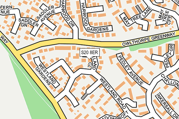 S20 8ER map - OS OpenMap – Local (Ordnance Survey)