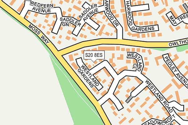 S20 8ES map - OS OpenMap – Local (Ordnance Survey)