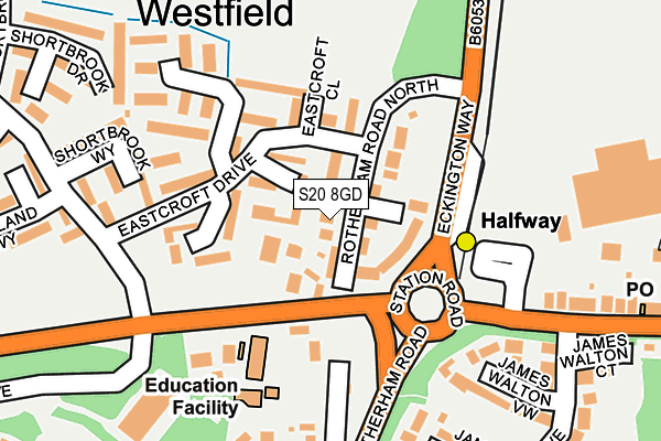 S20 8GD map - OS OpenMap – Local (Ordnance Survey)