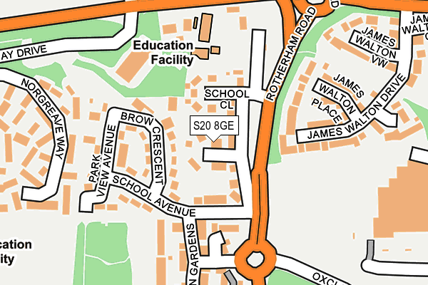 S20 8GE map - OS OpenMap – Local (Ordnance Survey)