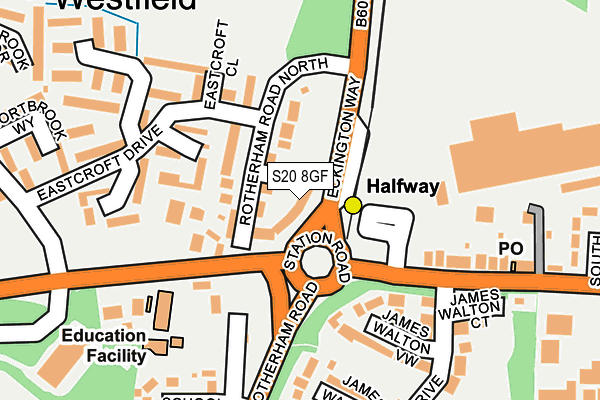 S20 8GF map - OS OpenMap – Local (Ordnance Survey)