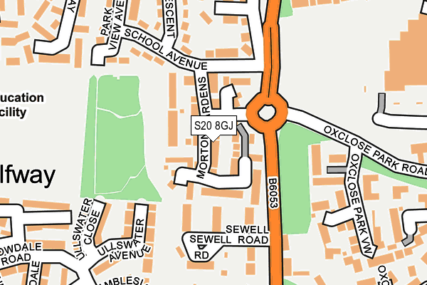 S20 8GJ map - OS OpenMap – Local (Ordnance Survey)