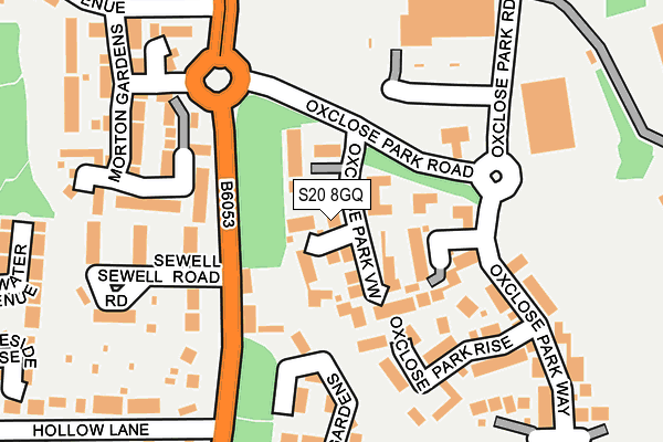 S20 8GQ map - OS OpenMap – Local (Ordnance Survey)