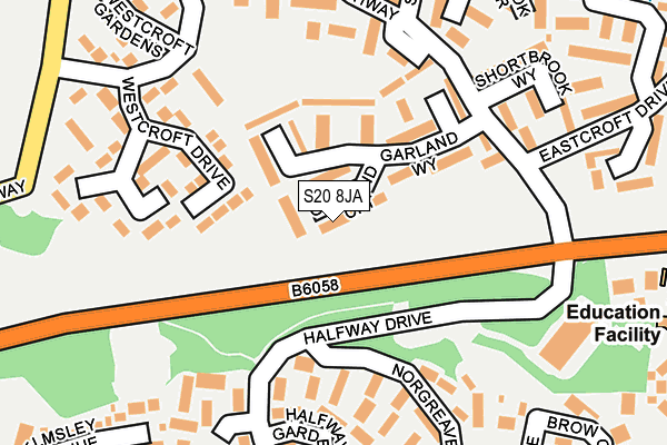 S20 8JA map - OS OpenMap – Local (Ordnance Survey)