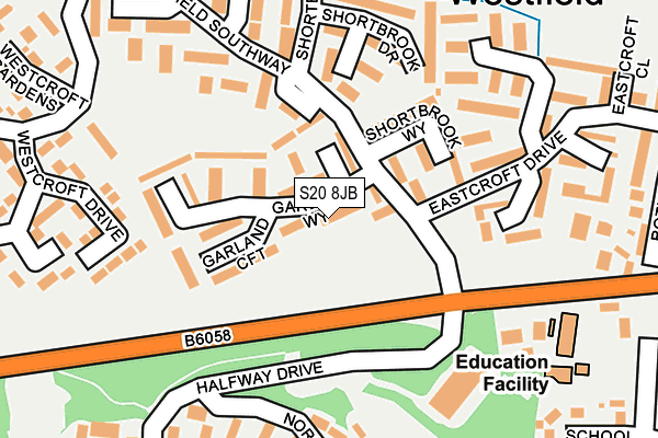 S20 8JB map - OS OpenMap – Local (Ordnance Survey)