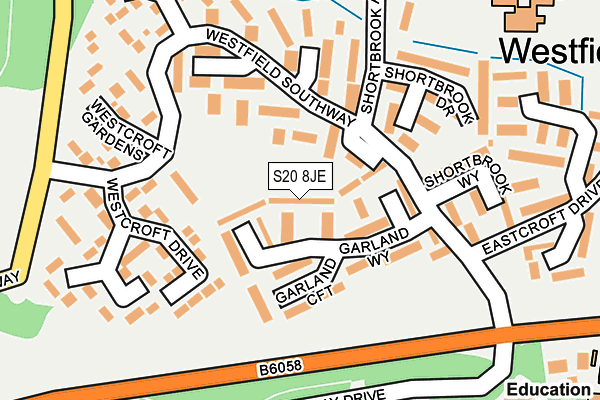 S20 8JE map - OS OpenMap – Local (Ordnance Survey)