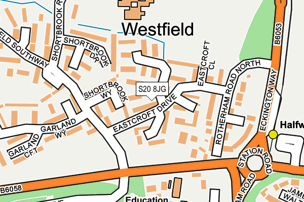 S20 8JG map - OS OpenMap – Local (Ordnance Survey)