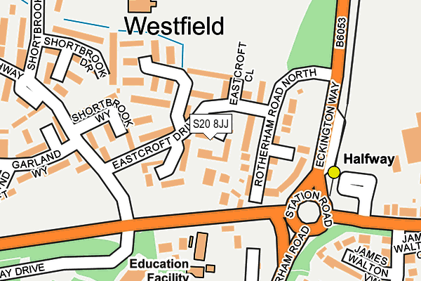 S20 8JJ map - OS OpenMap – Local (Ordnance Survey)