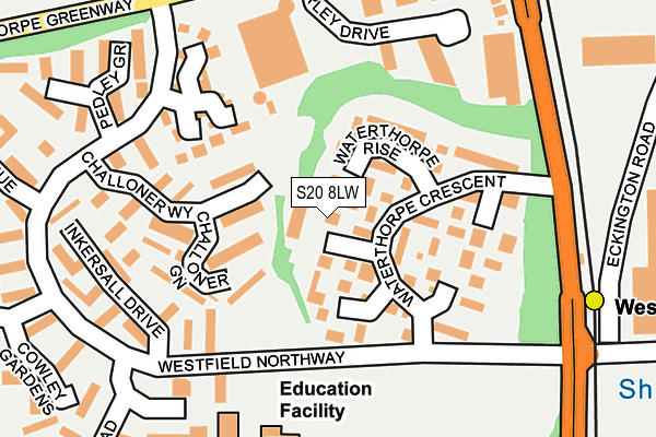 S20 8LW map - OS OpenMap – Local (Ordnance Survey)