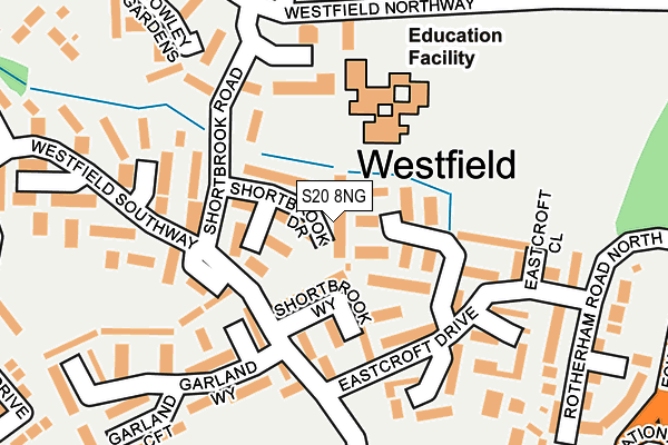 S20 8NG map - OS OpenMap – Local (Ordnance Survey)