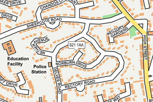 S21 1AA map - OS OpenMap – Local (Ordnance Survey)