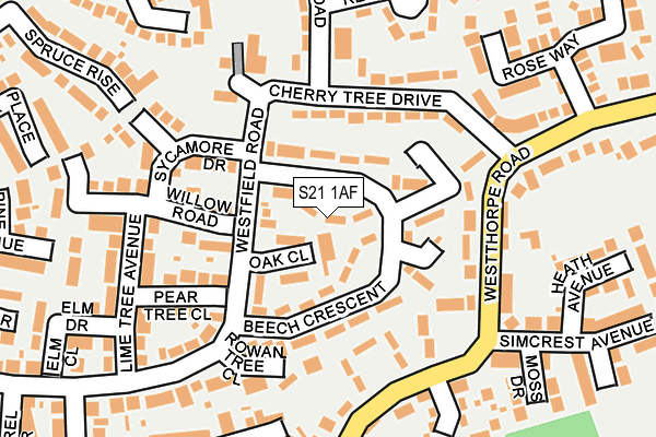 S21 1AF map - OS OpenMap – Local (Ordnance Survey)