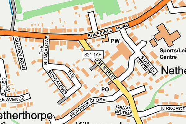 S21 1AH map - OS OpenMap – Local (Ordnance Survey)