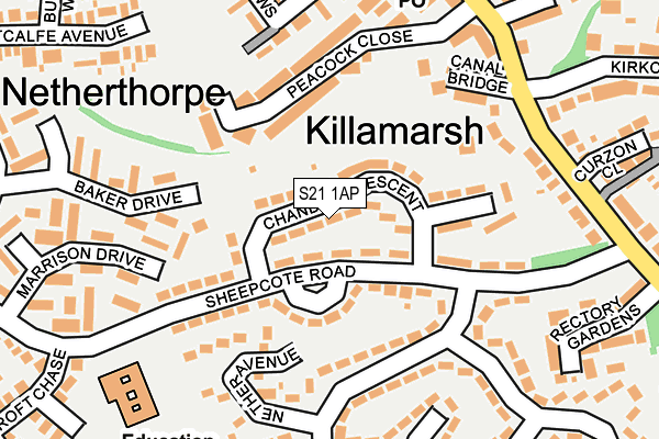 S21 1AP map - OS OpenMap – Local (Ordnance Survey)