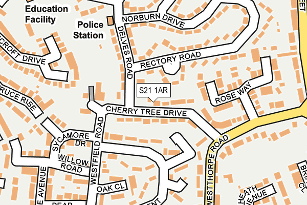 S21 1AR map - OS OpenMap – Local (Ordnance Survey)