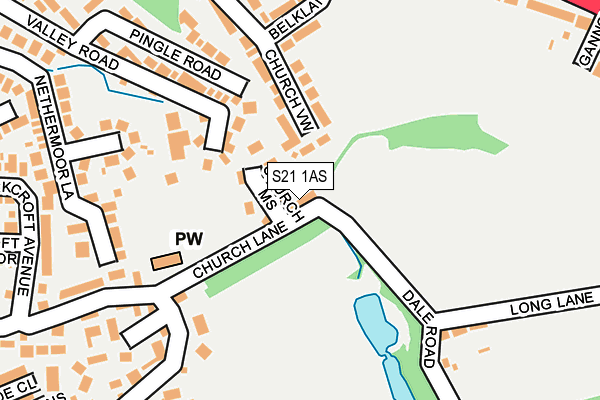 S21 1AS map - OS OpenMap – Local (Ordnance Survey)