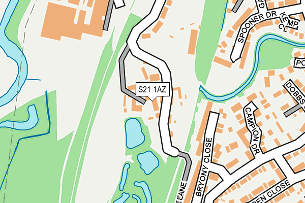 S21 1AZ map - OS OpenMap – Local (Ordnance Survey)