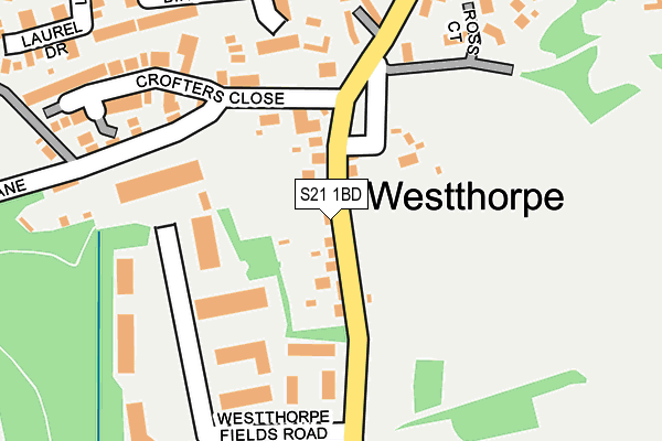 S21 1BD map - OS OpenMap – Local (Ordnance Survey)