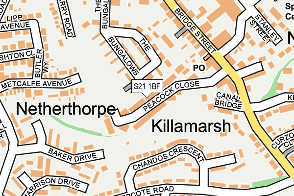 S21 1BF map - OS OpenMap – Local (Ordnance Survey)