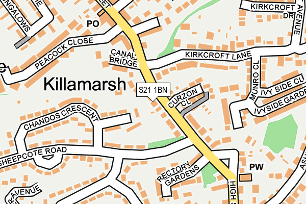 S21 1BN map - OS OpenMap – Local (Ordnance Survey)