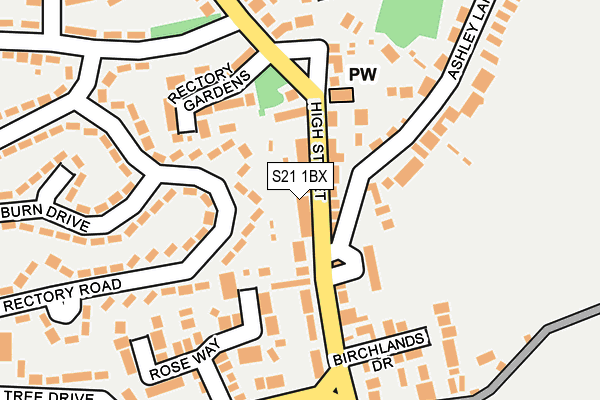 S21 1BX map - OS OpenMap – Local (Ordnance Survey)