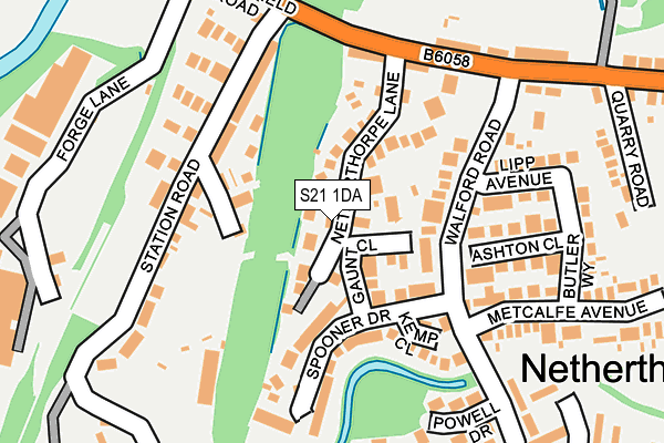 S21 1DA map - OS OpenMap – Local (Ordnance Survey)