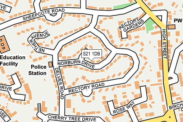S21 1DB map - OS OpenMap – Local (Ordnance Survey)