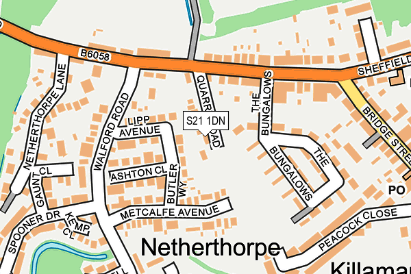 S21 1DN map - OS OpenMap – Local (Ordnance Survey)