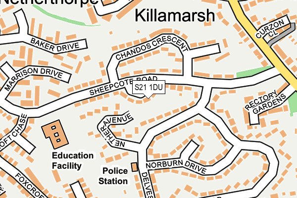 S21 1DU map - OS OpenMap – Local (Ordnance Survey)