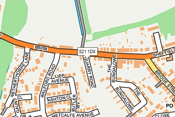 S21 1DX map - OS OpenMap – Local (Ordnance Survey)