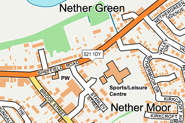 S21 1DY map - OS OpenMap – Local (Ordnance Survey)