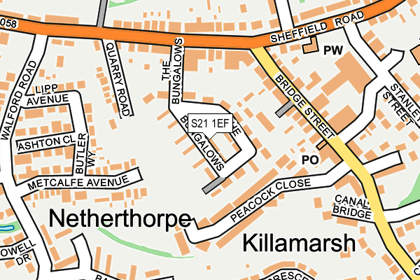 S21 1EF map - OS OpenMap – Local (Ordnance Survey)