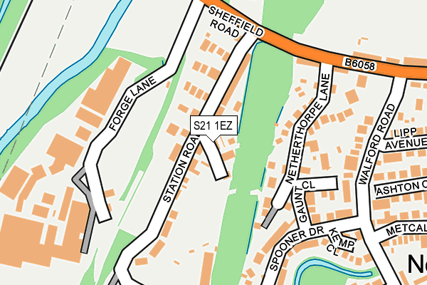 S21 1EZ map - OS OpenMap – Local (Ordnance Survey)