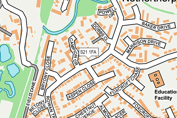 S21 1FA map - OS OpenMap – Local (Ordnance Survey)