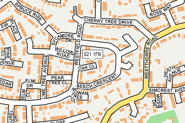 S21 1FB map - OS OpenMap – Local (Ordnance Survey)