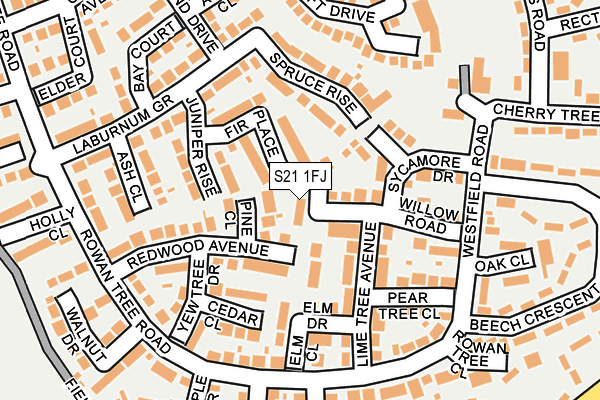 S21 1FJ map - OS OpenMap – Local (Ordnance Survey)