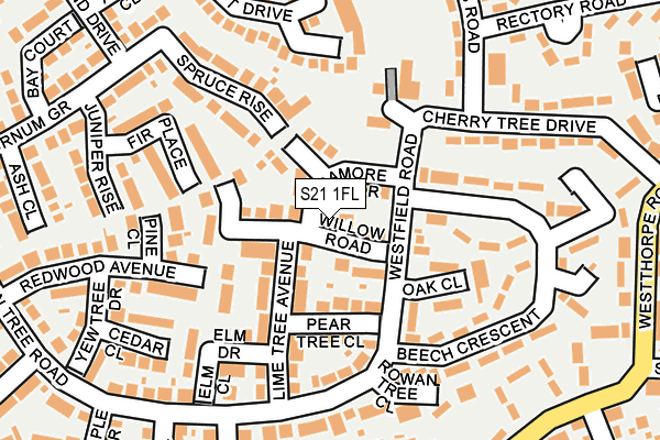 S21 1FL map - OS OpenMap – Local (Ordnance Survey)