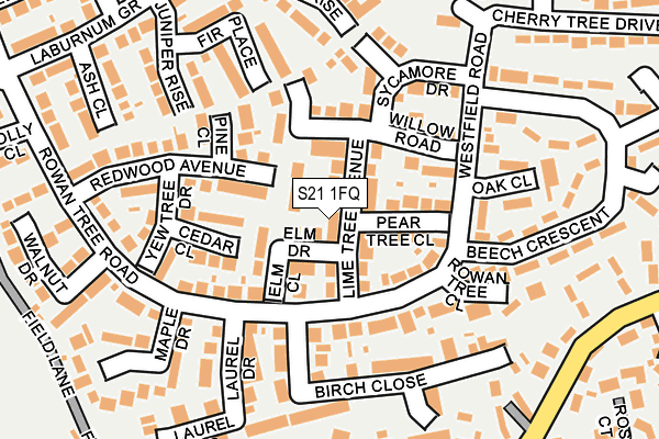 S21 1FQ map - OS OpenMap – Local (Ordnance Survey)