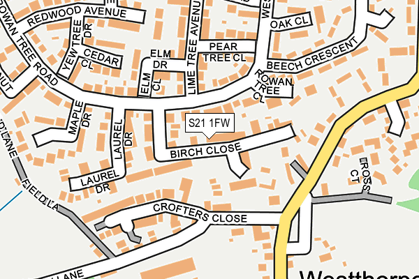 S21 1FW map - OS OpenMap – Local (Ordnance Survey)