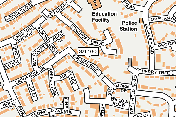 S21 1GQ map - OS OpenMap – Local (Ordnance Survey)