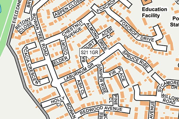 S21 1GR map - OS OpenMap – Local (Ordnance Survey)