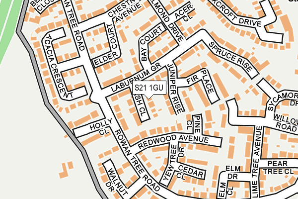 S21 1GU map - OS OpenMap – Local (Ordnance Survey)