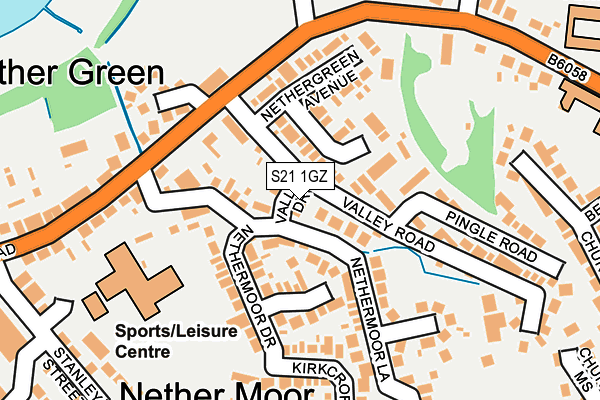 S21 1GZ map - OS OpenMap – Local (Ordnance Survey)